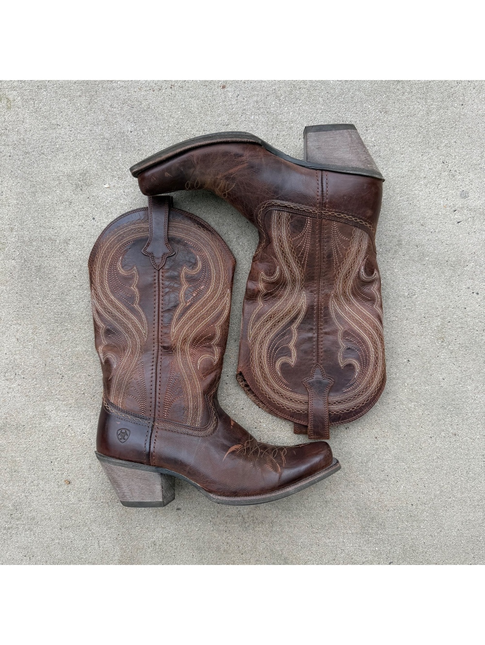 Ariat Women's Brown Western Cowboy Boots US 9.5M Leather Embroidered